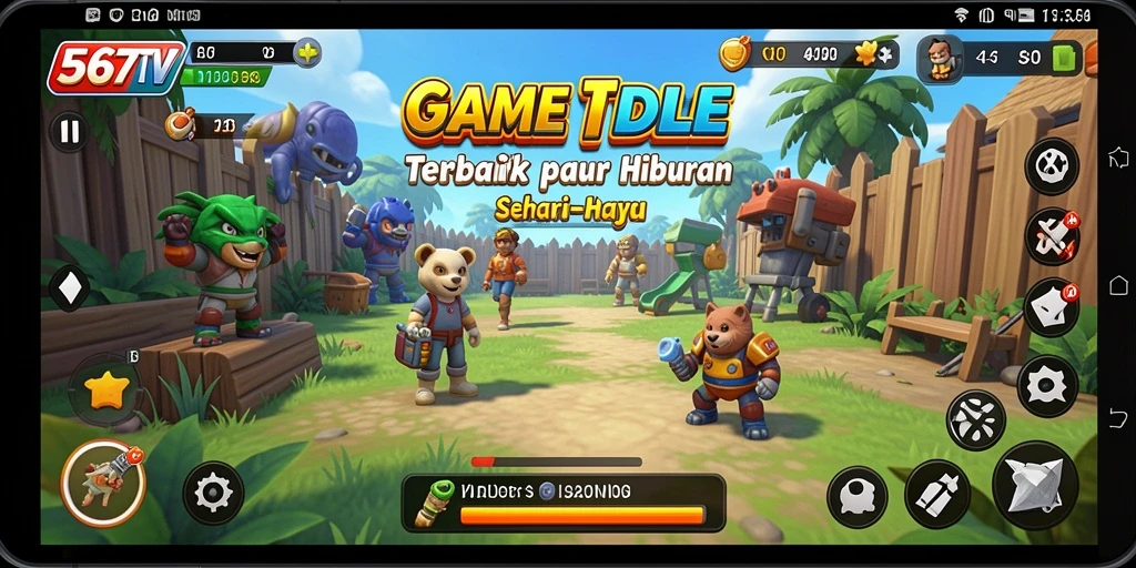 Tampilan gameplay 567TV menampilkan karakter yang sedang bertarung dalam mode Idle.
