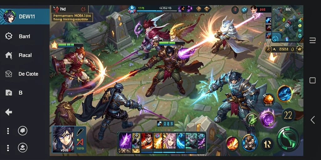 Screenshot DEWI11 menampilkan aksi seru gameplay MOBA.