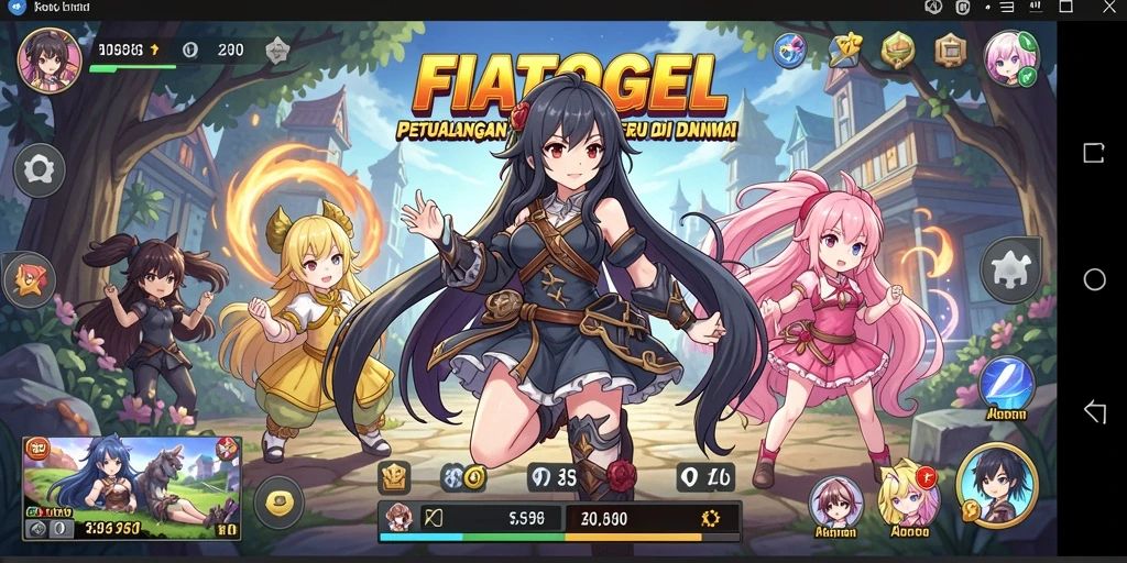 Tampilan seru dari gameplay FIATOGEL dengan karakter anime ikonik.