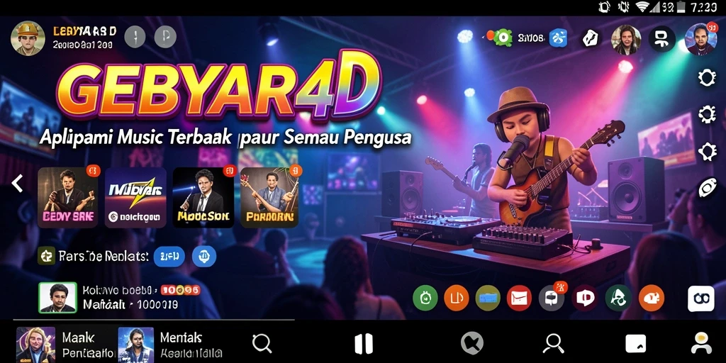 Screenshot GEBYAR4D menampilkan fitur karaoke dalam aplikasi musik.