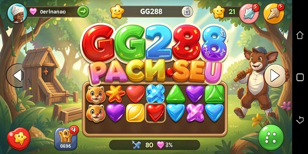 Screenshot GG288 menampilkan gameplay Match-3 yang penuh warna dan seru.