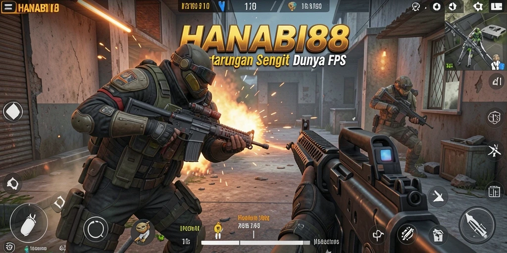 Screenshot gameplay <strong>HANABI88</strong> yang menegangkan dengan aksi tembak-menembak.