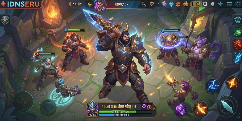 Gameplay intens dan seru dalam IDNSERU di arena MOBA.