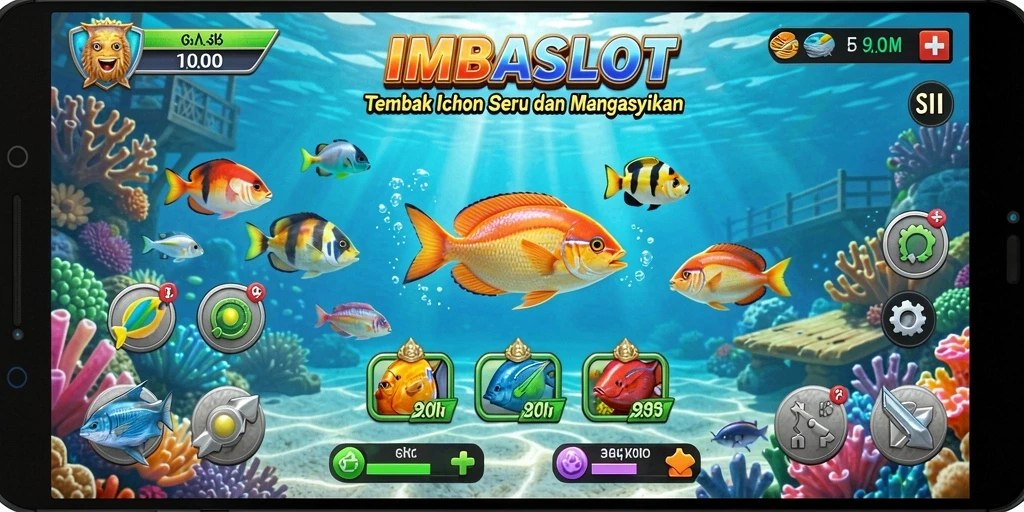 Tampilan gameplay seru Tembak Ikan dalam IMBASLOT.