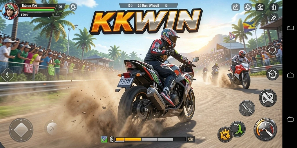 Screenshot KKWIN memperlihatkan balapan motor yang penuh adrenalin.