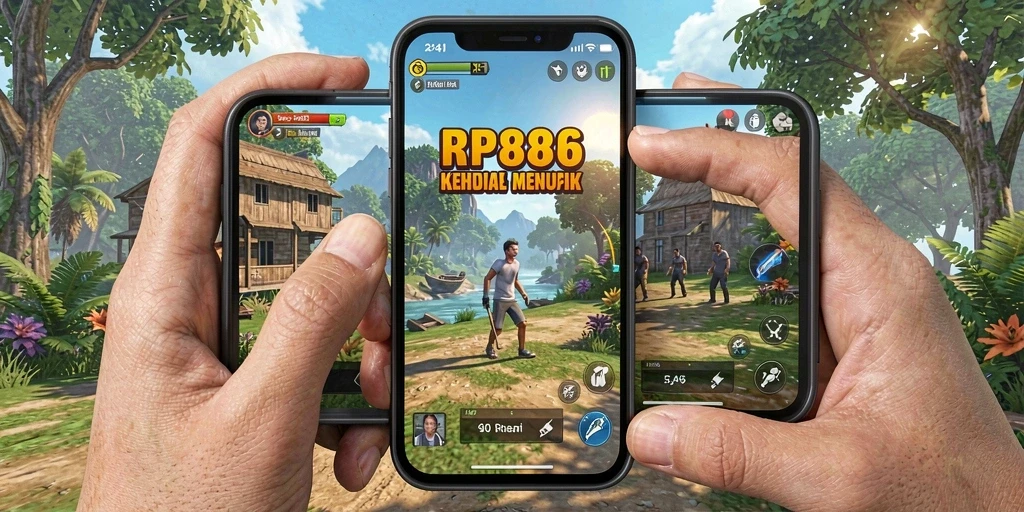 Tampilan gameplay RP886 dengan simulasi kehidupan yang mendalam.