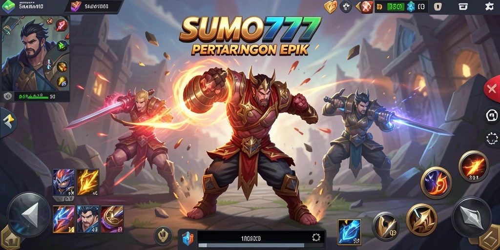 Tampilan aksi seru dalam gameplay MOBA SUMO777.