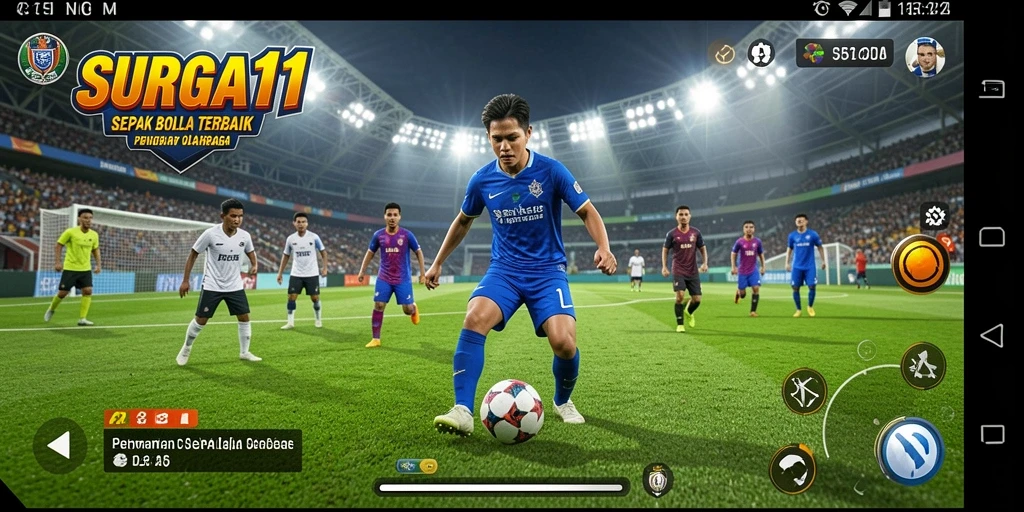 Tangkapan layar SURGA11 menampilkan aksi mendebarkan di lapangan sepak bola.