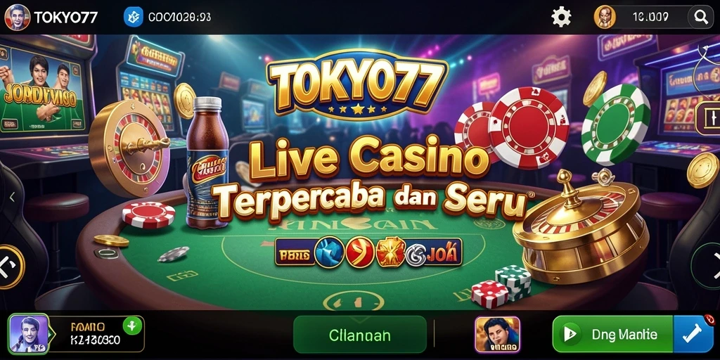 Tampilan gameplay Live Casino yang menegangkan di TOKYO77.